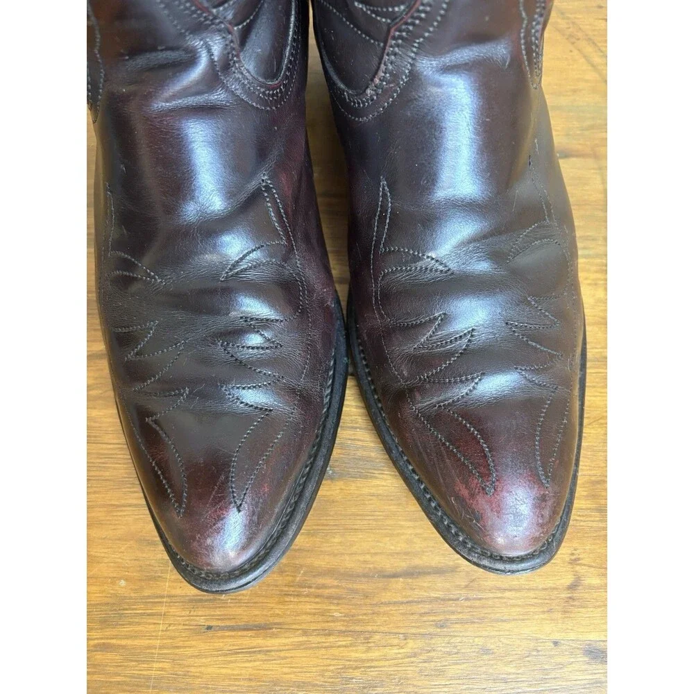Vintage Mason Western Boots Mens 10.5D Black Cherry Leather Cowboy USA Americana